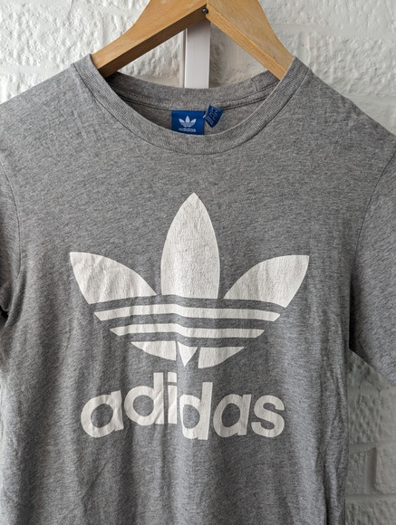 Adidas Originals Crew Neck T Shirt - Size XS - Grey & White - Cotton - P2P 19" - Picture 6 of 7
